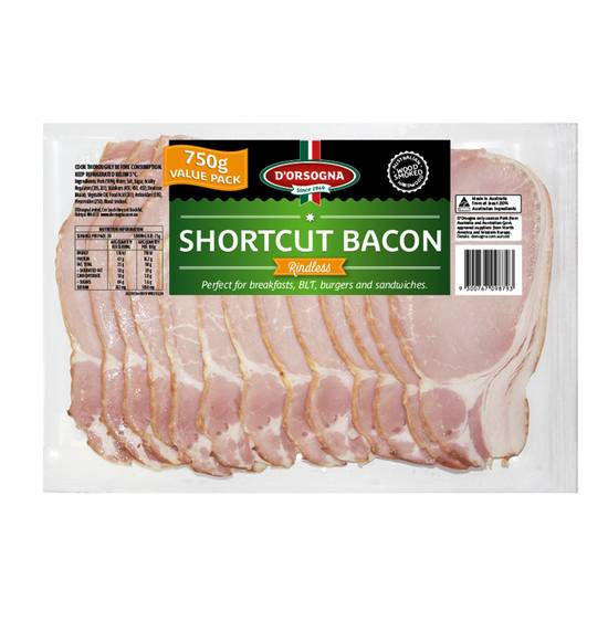 D'orsogna Bacon Rindless Shortcut 750g
