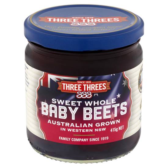 Three Threes Sweet Whole Baby Beets 415g