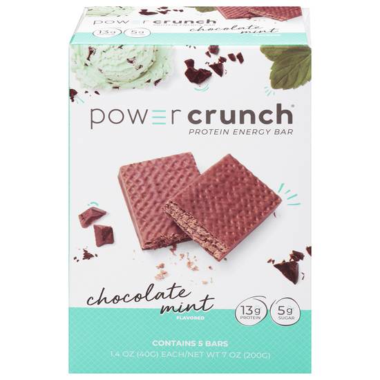 Power Crunch Chocolate Mint Flavored Protein Energy Bars (5 ct)