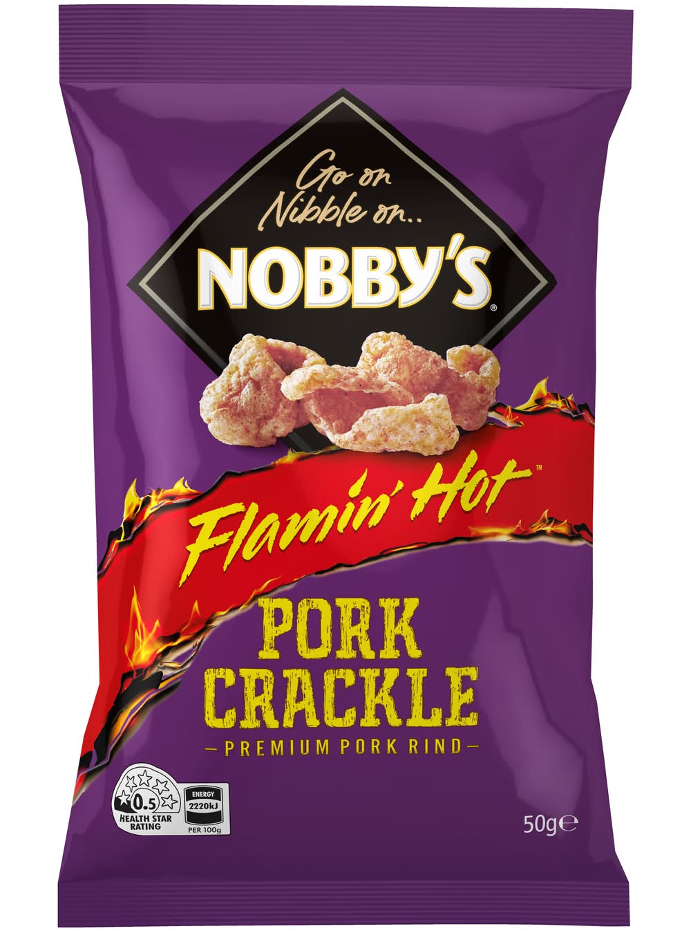 Nobby's Pork Crackle, Flamin' Hot (50g)