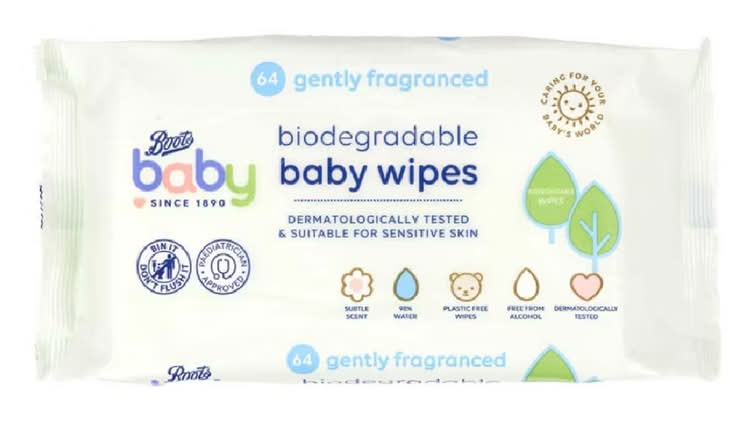 Boots Baby Biodegradable Fragranced Wipes 64pk