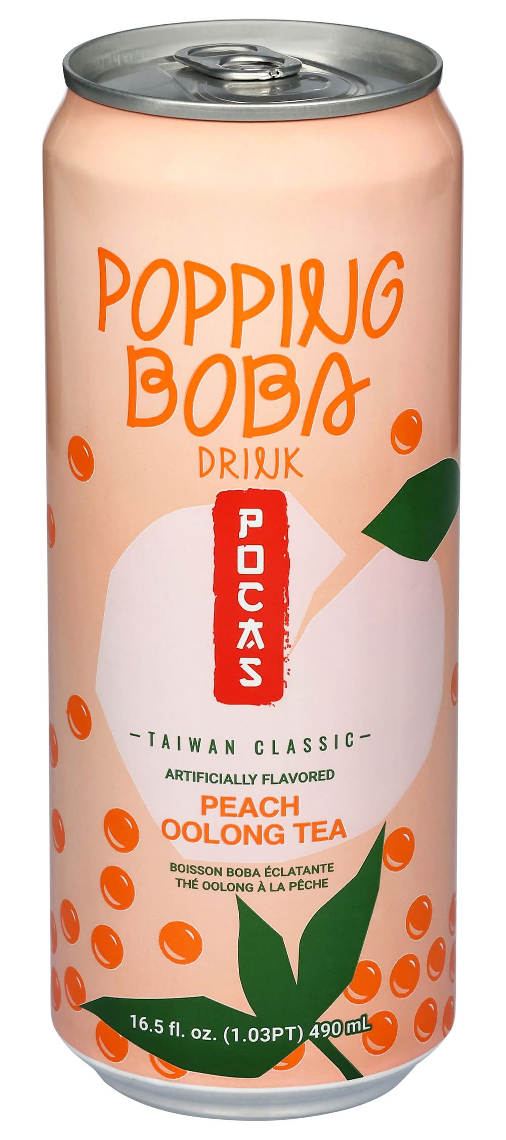 Pocas Popping Boba Oolong Tea, Peach (16.5 fl oz)