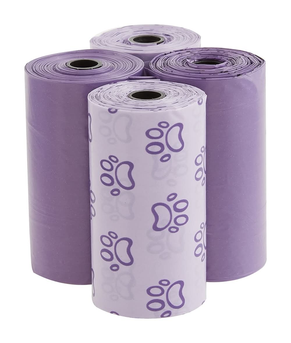 Top Paw® Dog Poop Bags - Extra Thick, Eucalyptus Scent, Purple - Paws & Solids - 60-240 Count (Size: 60 Count)