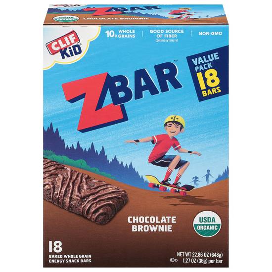 Clif Kid Zbar Chocolate Brownie Energy Snack Bars (18 ct)