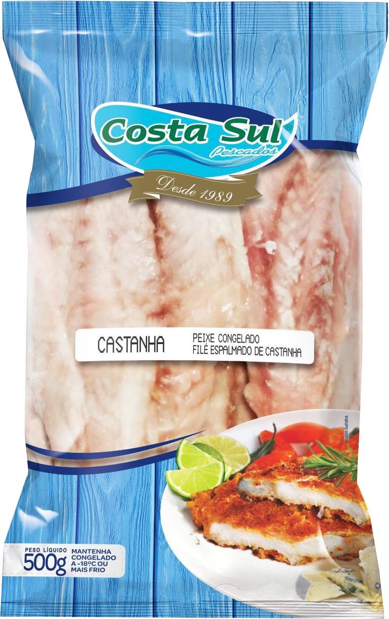 Costa sul pescados filé espalmado de castanha congelado (pacote de 800g)