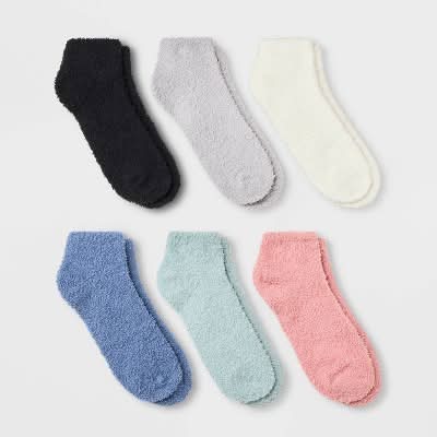 Rainbow Solid Cozy Low Cut Socks, Women, 4-10, Assorted (6 ct)
