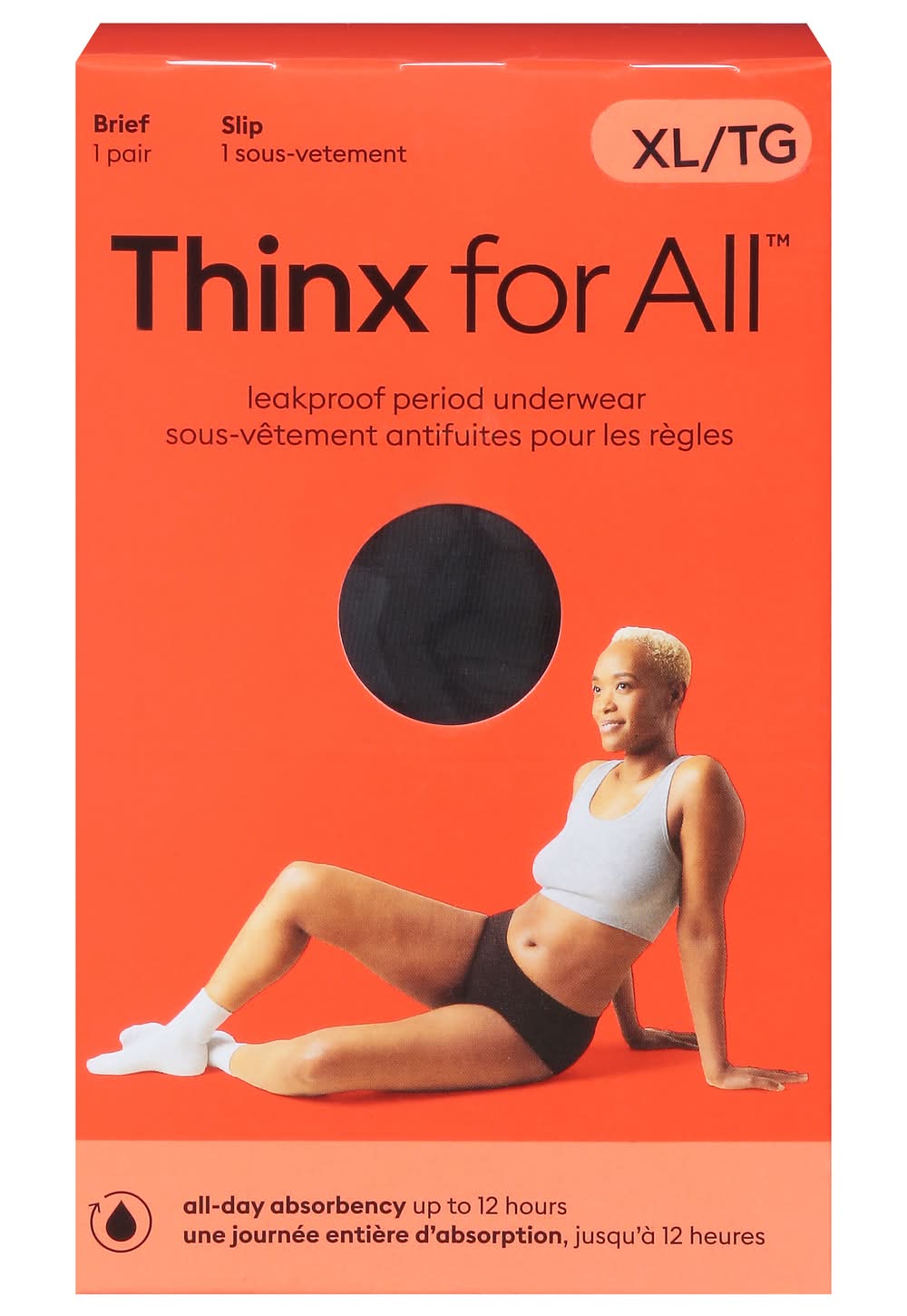 Thinx For All Leakproof Brief Underwear, XL, Black