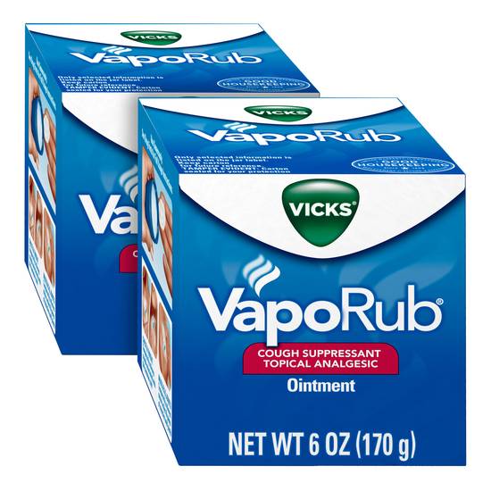Vicks VapoRub Cough Suppressant Topical Analgesic Ointment, 6 OZ