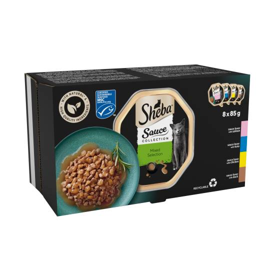 Sheba Sauce Lover Cat Food Trays Mixed Collection in Gravy 8 X 85g