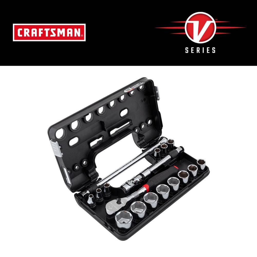 CRAFTSMAN V-Series 3/8-in Drive Standard (SAE) Shallow Socket Set (18-Pieces) | CMMT45752V