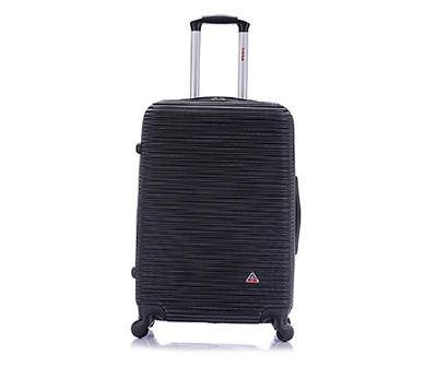 Royal Black Ridged Stripe Hardside Spinner Suitcase, (24")