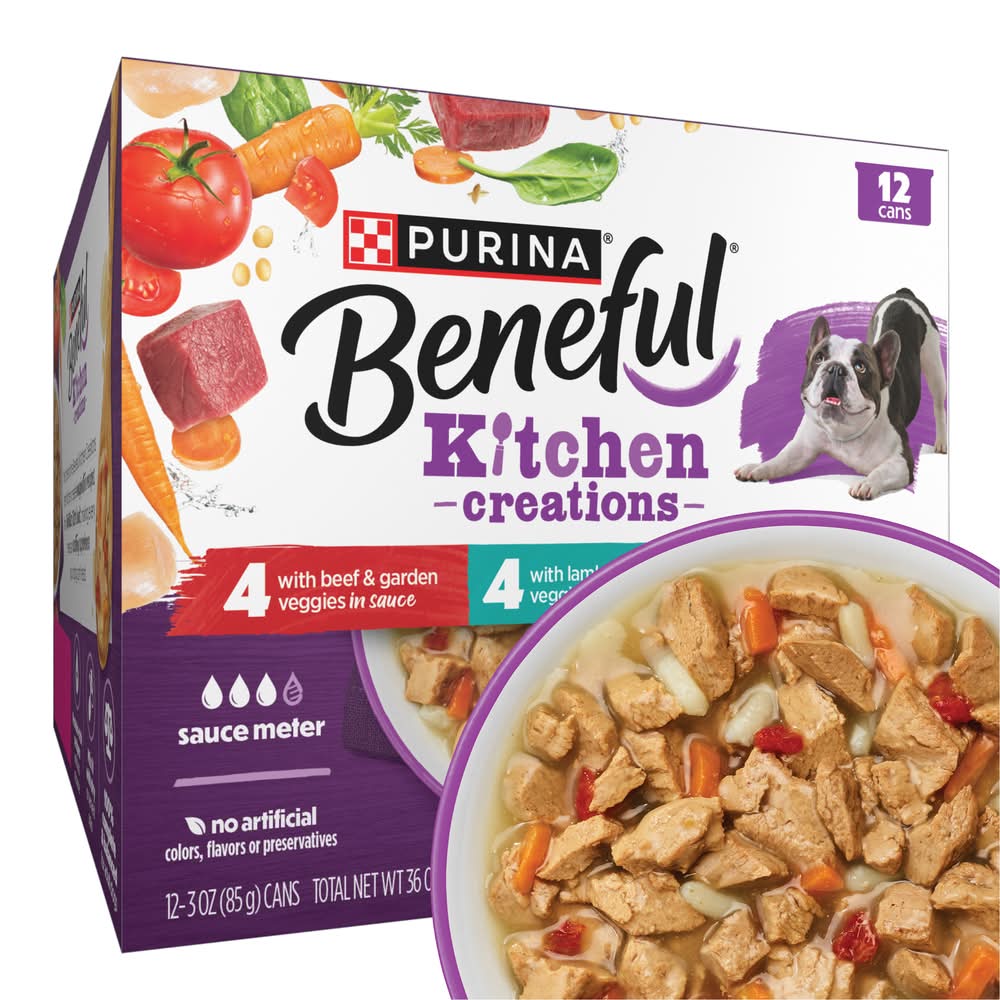 Purina Beneful Kitchen Creations Wet Dog Food, Beef Lamb & Chicken, Adult (12 x 3 oz)