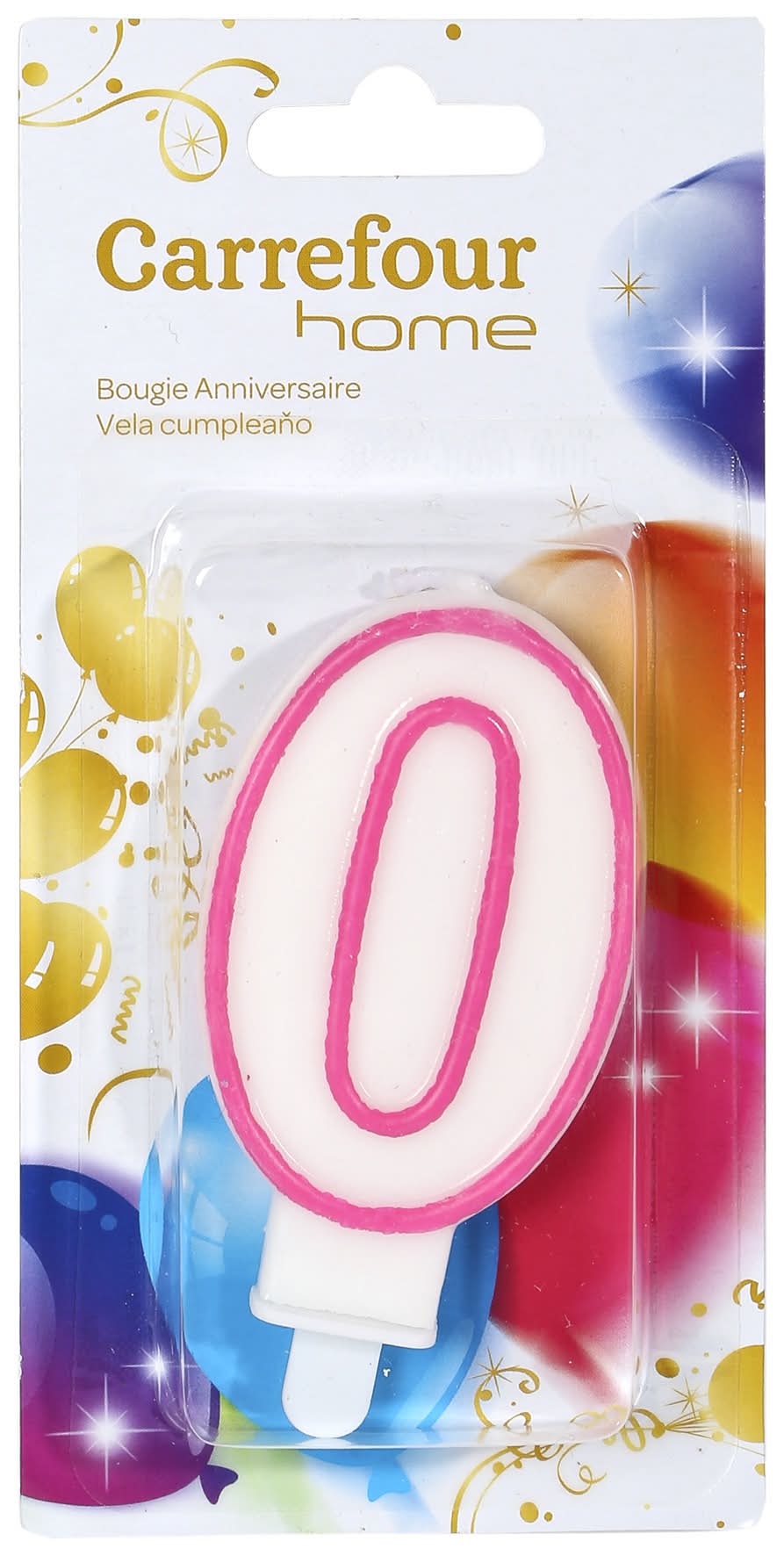 Carrefour Home - Bougie anniversaire avec bobèche n°0 (30g)