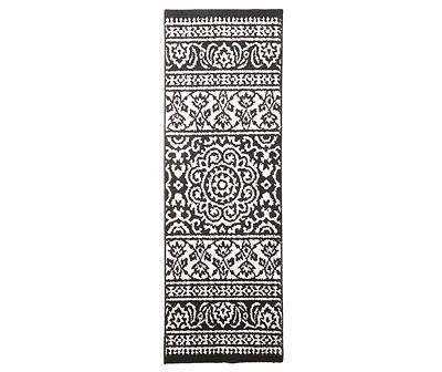 Black & White Ornate Fascination Runner, (20" x 60")