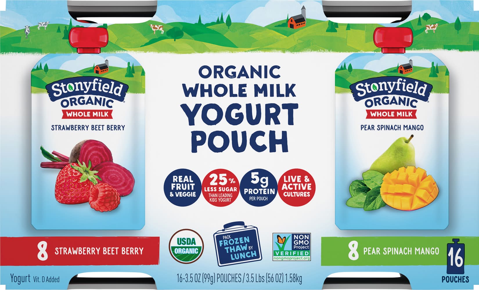 Stonyfield Organic Whole Milk Yogurt Pouch Variety pack Delivery