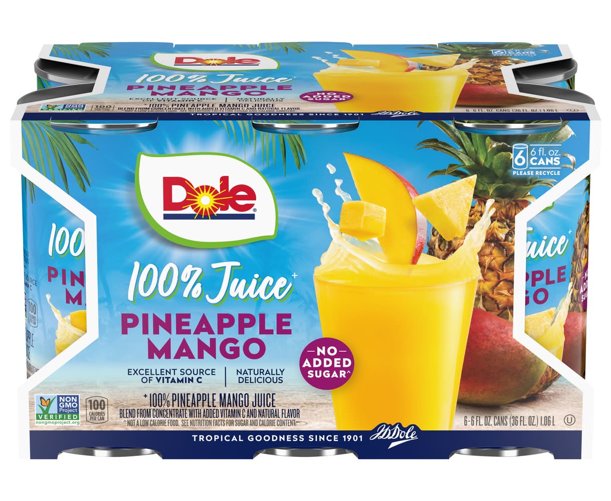 Dole 100% Juice, Pineapple Mango (6 x 6 fl oz)