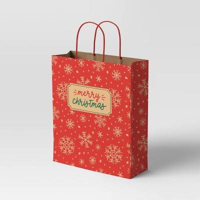 Wondershop Merry Christmas Cub Gift Bag, Extra Large, Red