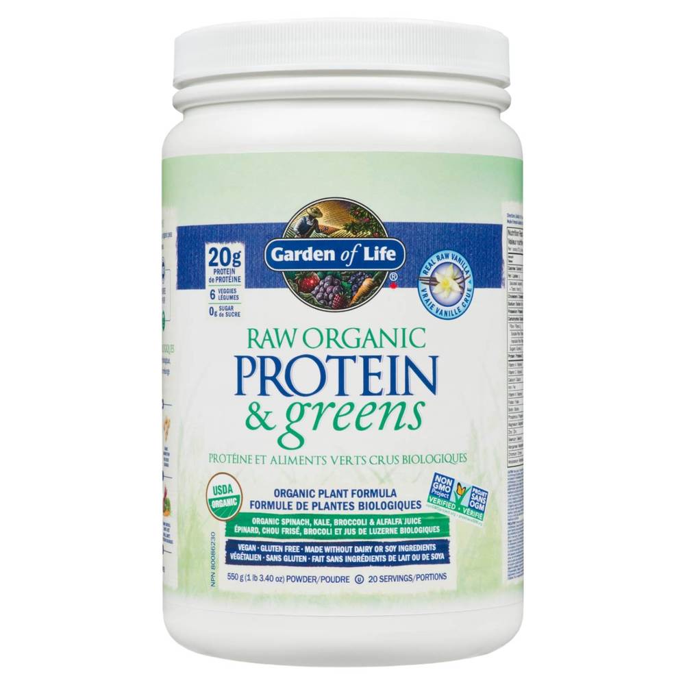 Garden of Life Protein & Greens Real Vanilla Protein Powder (550 g)