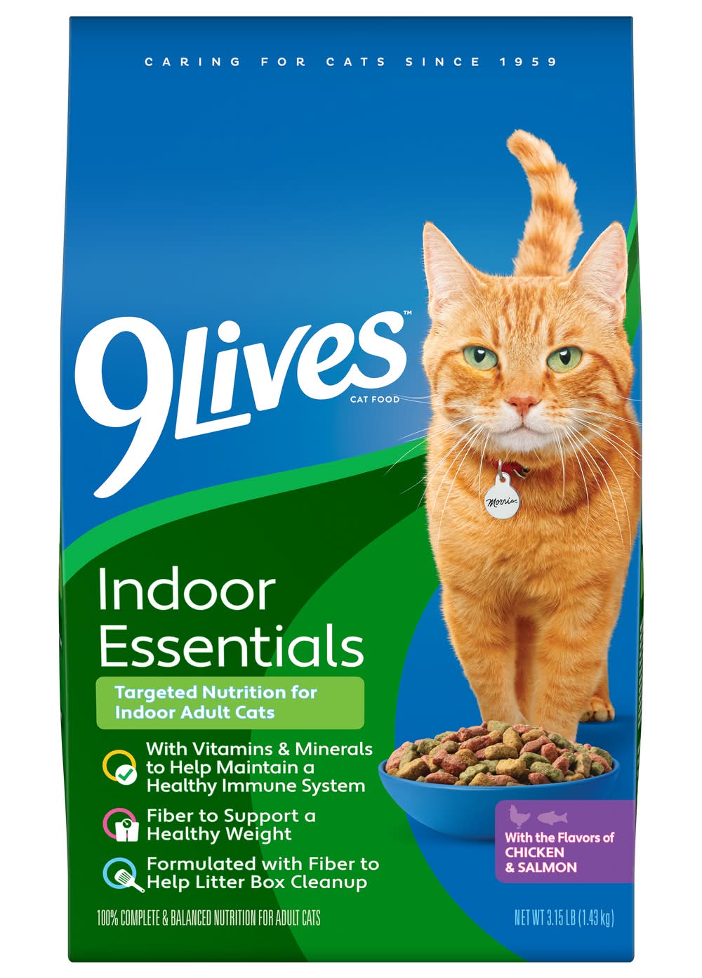 9Lives Indoor Essentials Dry Cat Food, Chicken & Salmon, Adult (3.15 lbs)
