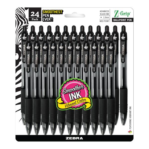 Zebra Pen Z Grip 24 pack Med Point Advanced Black Ink Pens (24 ct)