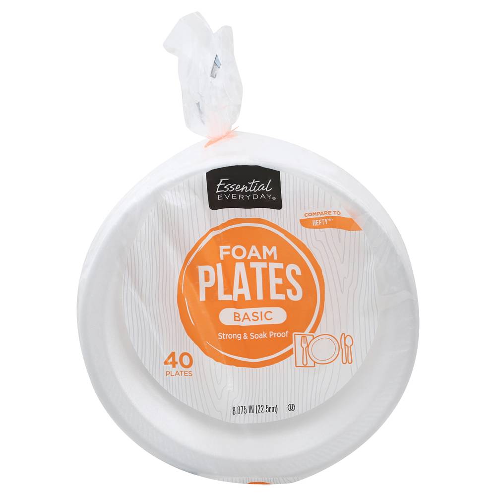 Essential Everyday Casual Foam Plates, 22.5 cm (40 ct)