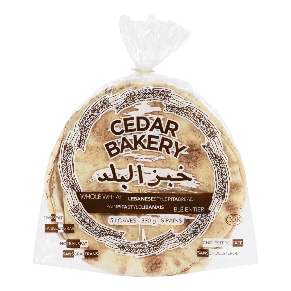 Cedar Bakery Whole Wheat Lebanese Style Pita Bread (330 g, 5 ct)