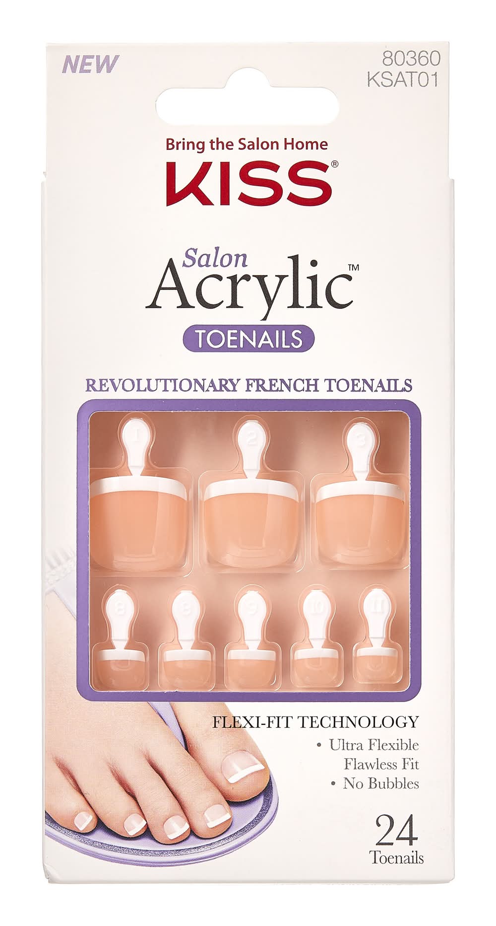 KISS Salon Acrylic Toenails Nail Kit Ksat01 (24 ct)