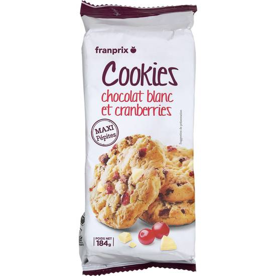 Biscuits Cookie chocolat blanc cranberries Franprix 184g