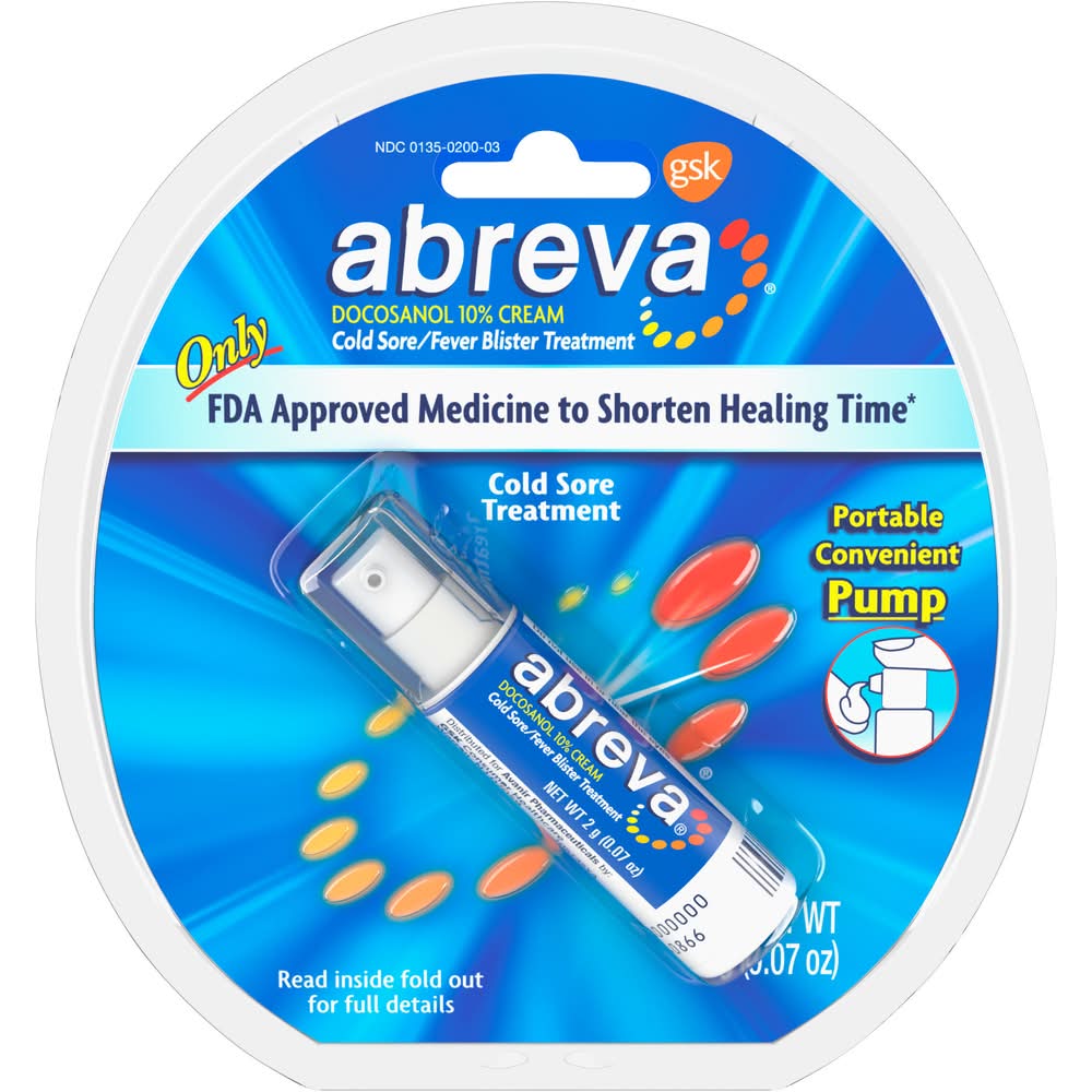 Abreva Docosanol 10% Cream Cold Sore Treatment Cream (0.07 oz)
