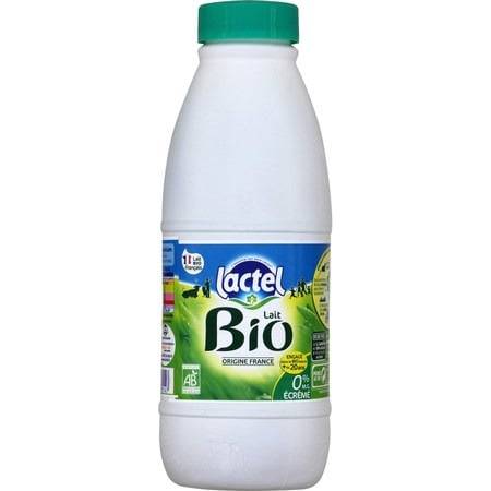 Lait Bio Ecrémé UHT LACTEL - La bouteille de 1L