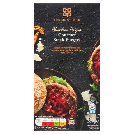 Co-Op Irresistible Aberdeen Angus Gourmet Steak Burgers 284g