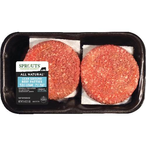 Sprouts All Natural Lean Ground Beef Patties 93% Lean 7% Fat