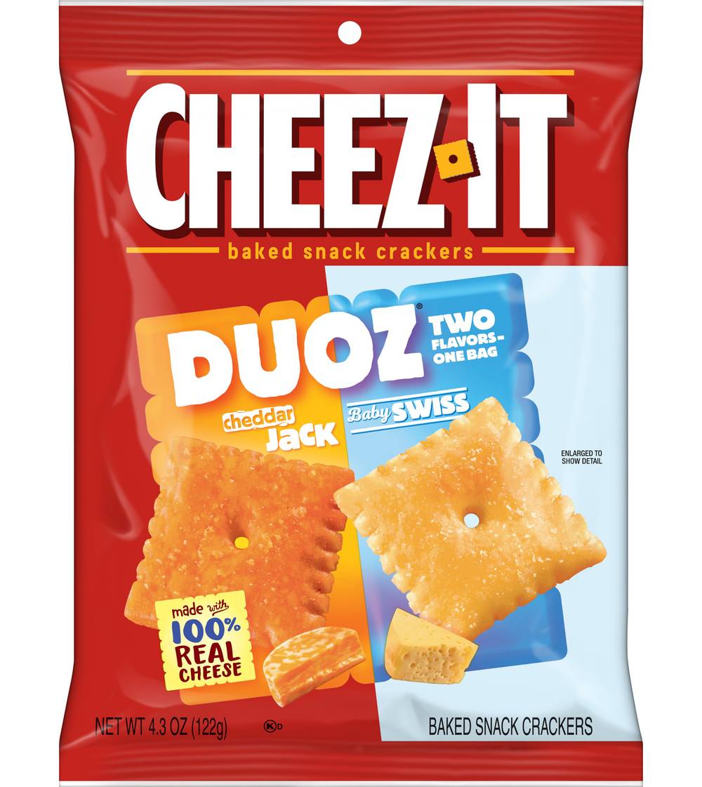Cheez-It Duoz Cheddar Jack & Baby Swiss Baked Snack Crackers (4.3 oz, 2 ct)