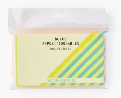 Monoprix Bloc Rectangle 200 Feuilles Repositionnables