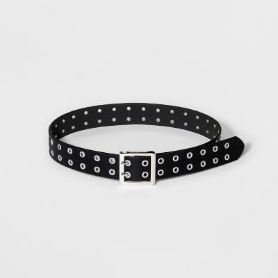 Wild Fable Double Laser Cut Adjustable Western Grommet Belt, Women, XXL, Black