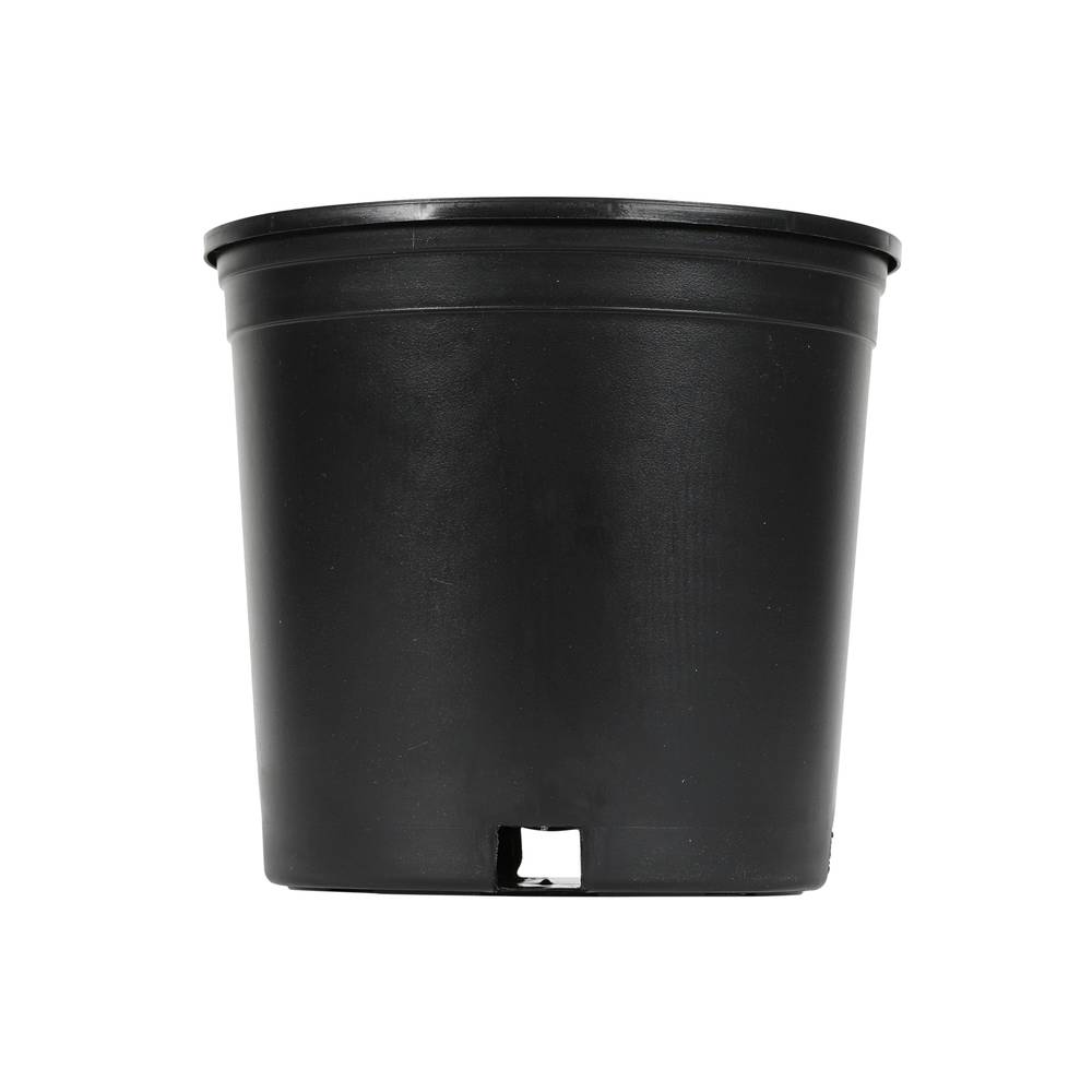 Style Selections Round 8.8-in W x 8.25-in H Black Plastic Industrial Indoor/Outdoor Nursery Planter | HDR-050926