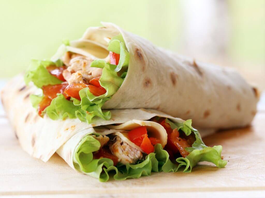 Menu wrap poulet roti
