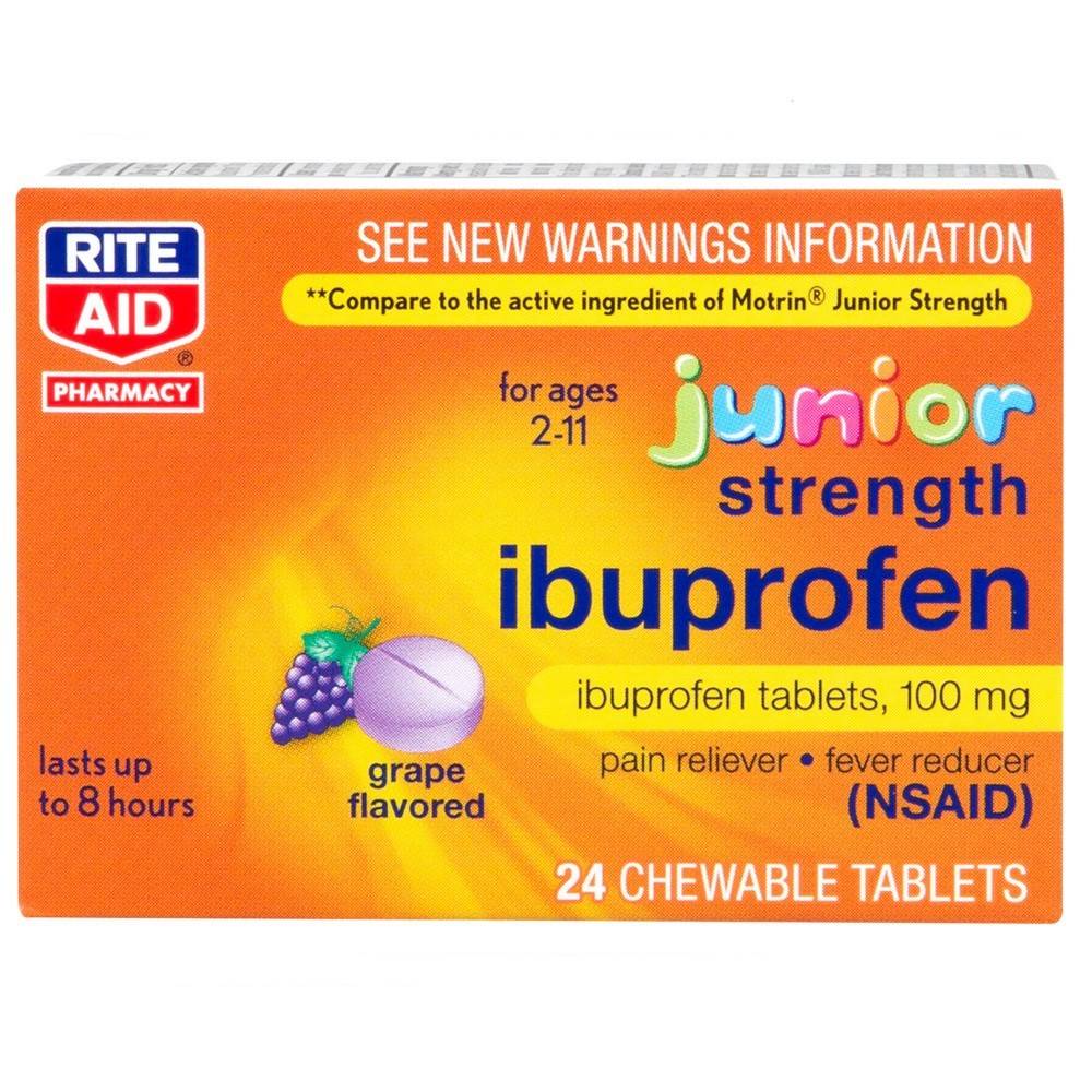 Rite Aid Junior Strength Ibuprofen Chewable Tablets Grape 100mg (24 ct)