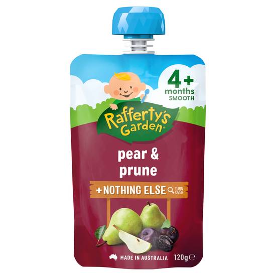 Rafferty's Garden Pear & Prune Puree and Nothing Else Baby Food Pouch 4+ Months 120g