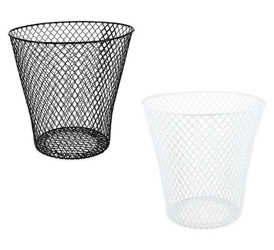 Essentials Wire Waste Baskets, Black-White (2 ct)