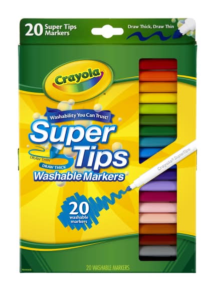Crayola® Washable Markers, Super Tip, Assorted Colors, Box Of 20