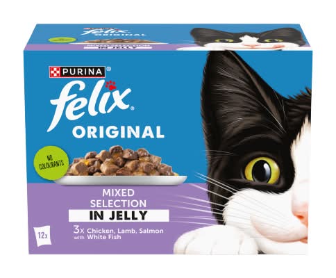 Purina Felix Chicken-Lamb-Salmon White Fish, Original Mixed Selection in Jelly Wet Cat Food (12 pack)