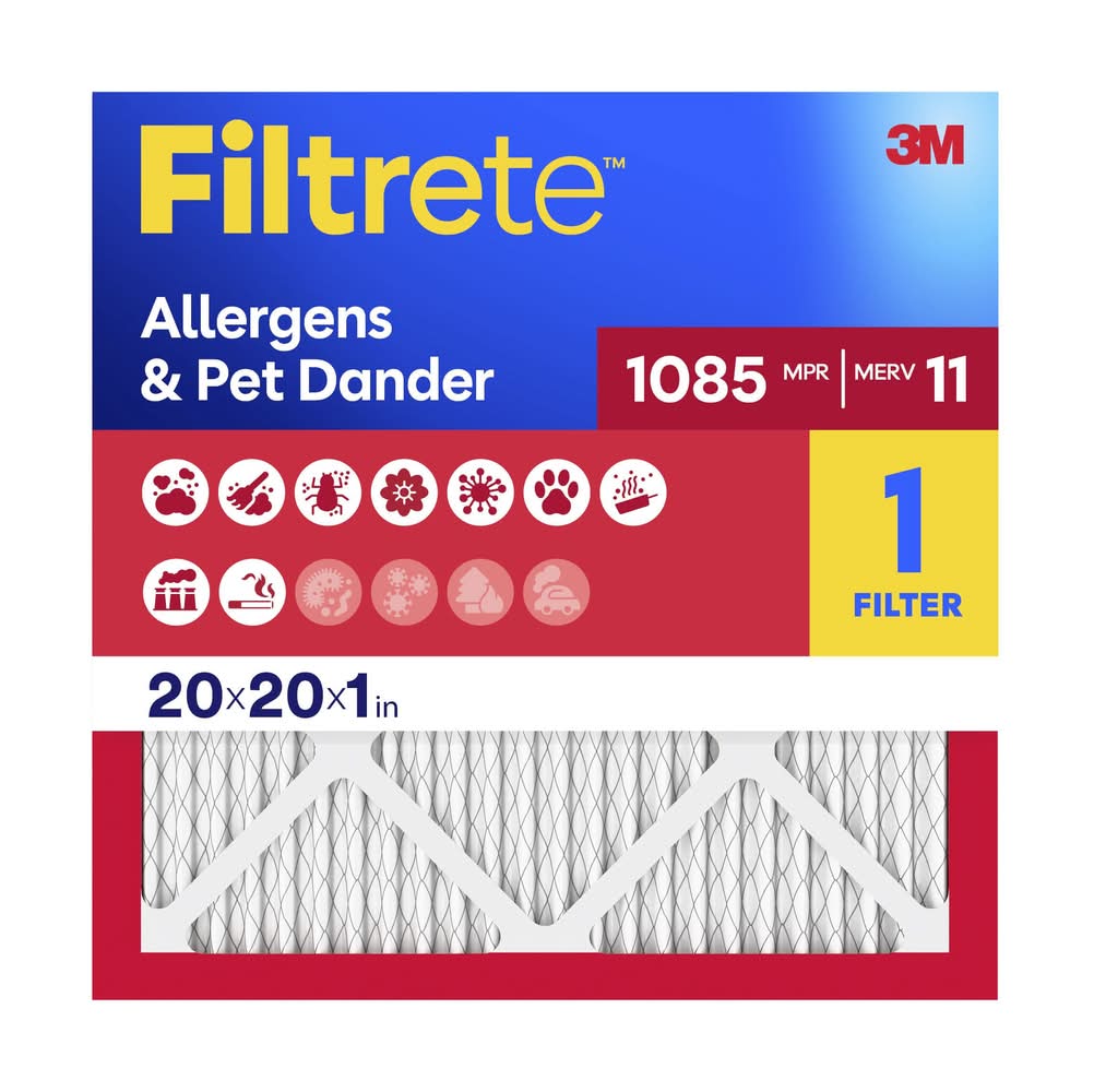 Filtrete 20 x 20 x 1 MERV 11 1085 MPR Allergens Pet Dander Electrostatic Pleated Air Filter