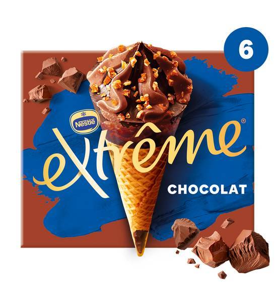 Nestlé extrême glace cône chocolat pépites nougatine (6 pcs)