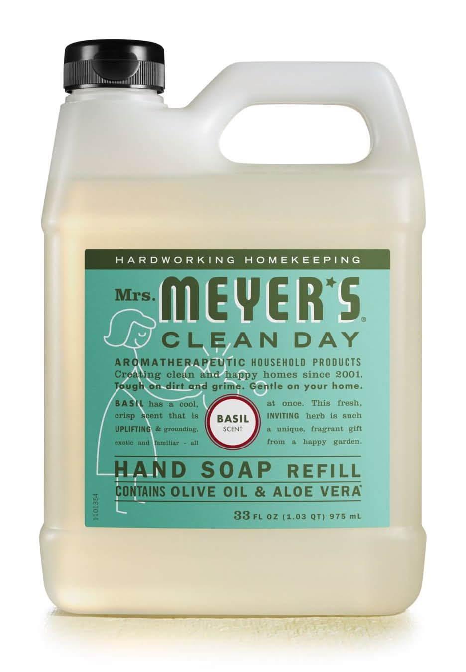 Mrs. Meyer'S Clean Day Organic Basil Scent Hand Soap Refill 33 Oz