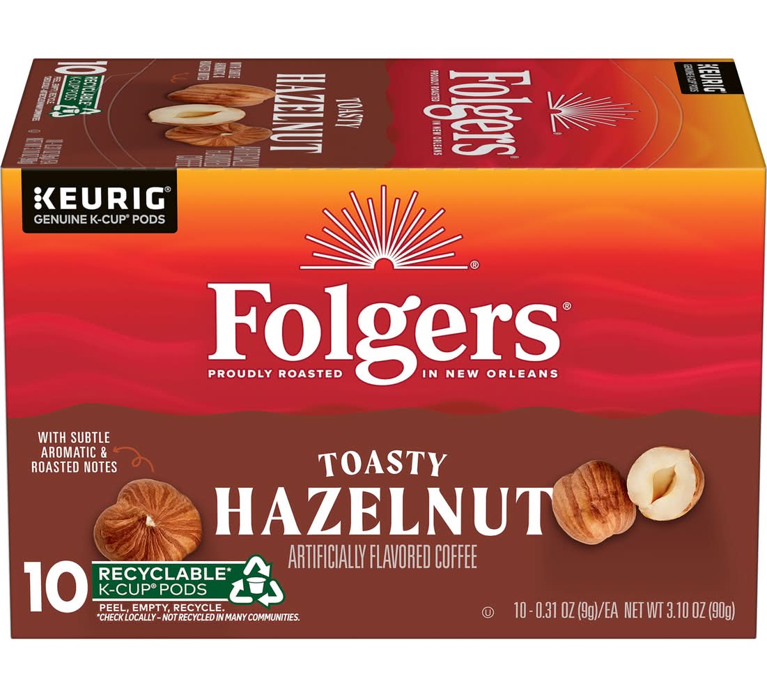 Folgers K-Cup Coffee Pods, Toasty Hazelnut (0.31 oz, 10 ct)