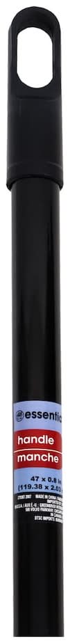 Essentials Plastic Broom Handles, 47x0.8 in, Black