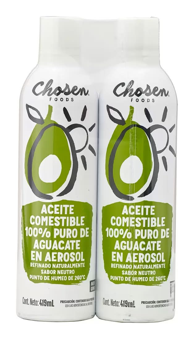 Chosen Foods · Pack aceite comestible de aguacate en aerosol (2 x 419 ml)