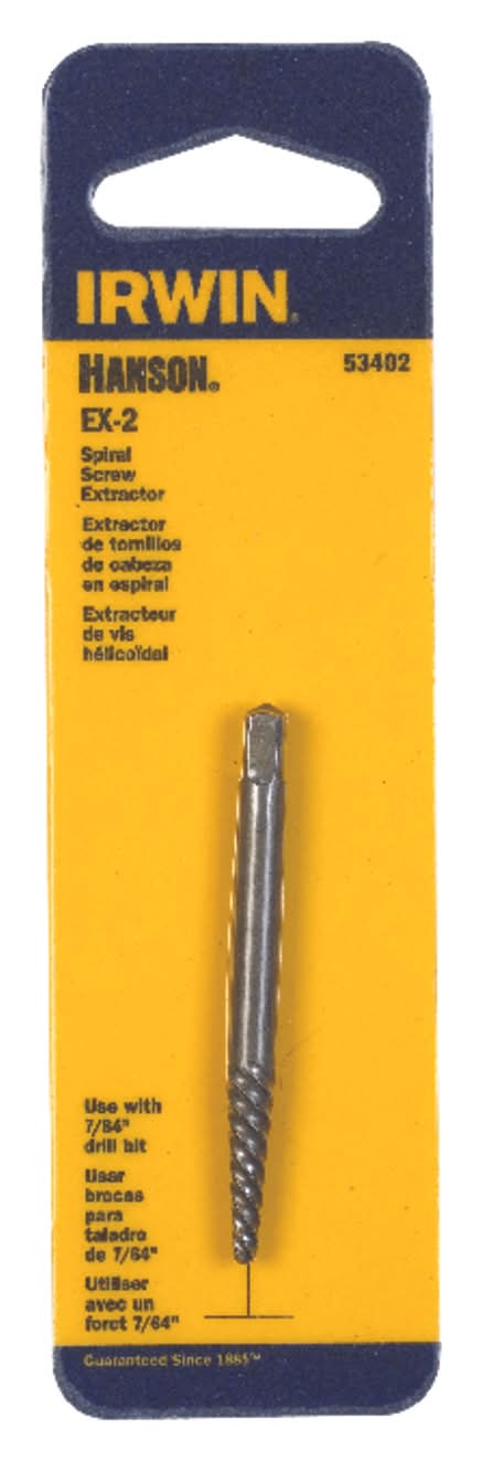 IRWIN Hanson 7/64 In. X 7/64 In. D Carbon Steel Spiral Screw Extractor 5.4 In. 1 Pc