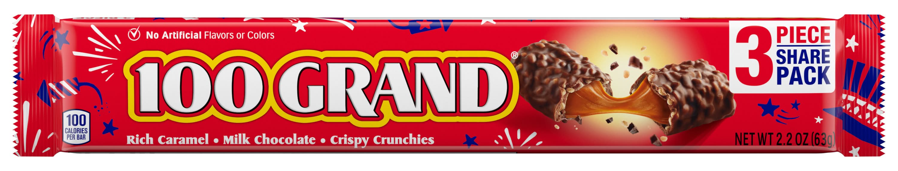 100 Grand Rich Caramel Milk Chocolate Crispy Crunchies Candy Bar (2.2 oz, 3 ct)